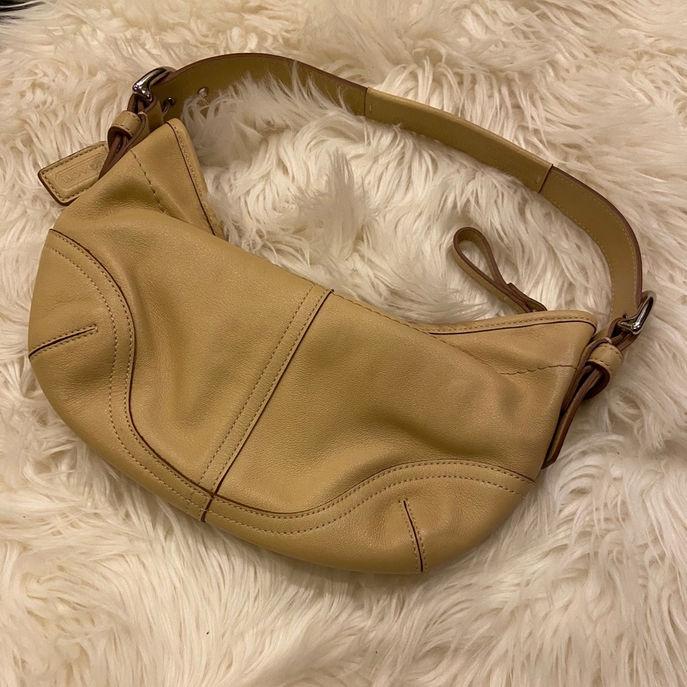 Beige Vintage Coach Shoulder Bag